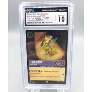 Disney Tinker Bell "Tiny Tactician" CGC Gem Mint 10 Cold Foil Lorcana Card